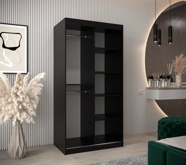 Šatníková skriňa ENNI - šírka 100 cm, čierna / biela