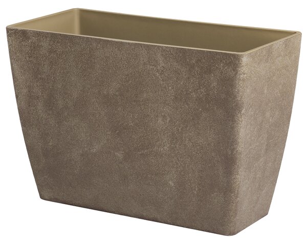 Sada 2 záhradných kvetináčov hnedá syntetický materiál obdĺžnikový tvar vonkajšie kvetináče terasa balkón
