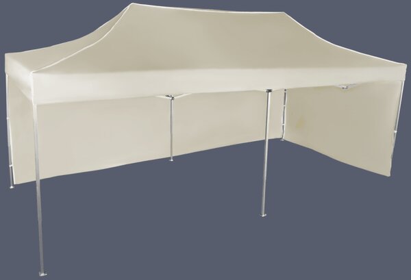 Rýchlorozkladací nožnicový stan 3x6m – hliníkový, 2 bočné plachty, Béžová