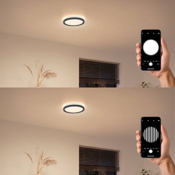 Philips stropné LED svetlo Aio RD čierne Ø 30 cm diaľkové ovládanie, Čierna, Chodba, kov, Moderný, Závesné svietidlo