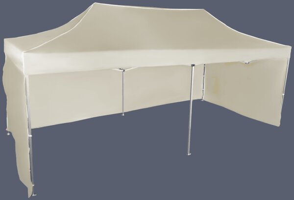 Rýchlorozkladací nožnicový stan 3x6m – hliníkový, 3 bočné plachty, Béžová