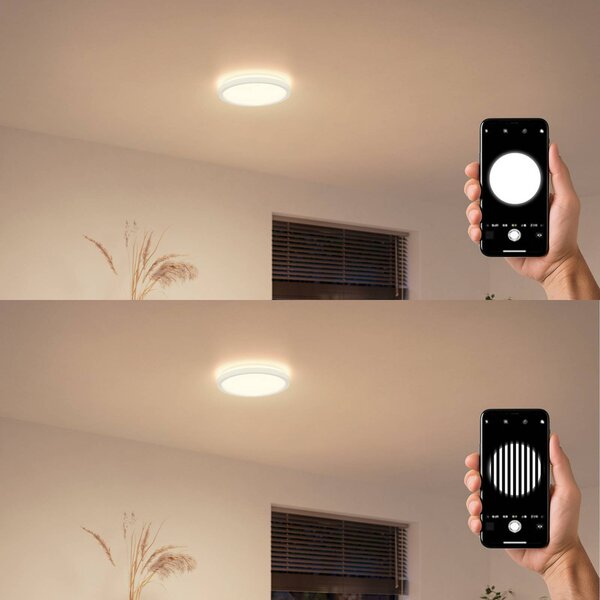 Philips stropné LED svetlo Aio RD, biele, Ø 30 cm, diaľkové ovládanie, Biela / opálová, Chodba, kov, Moderný, Závesné svietidlo