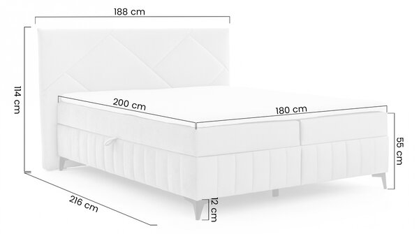 Posteľ Boxspring Wasil 180x200 s úložným priestorom - ružový hydrofóbny zamat Element 18