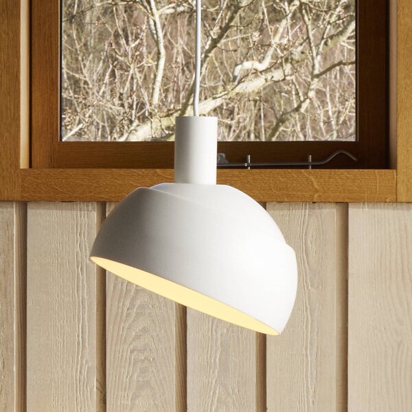 Louis Poulsen závesné svietidlo FJ Elements, bílé, Ø 25 cm, E27, Biela / opálová, Obývacia izba / jedáleň, Hliník, Moderný, Závesné svietidlo