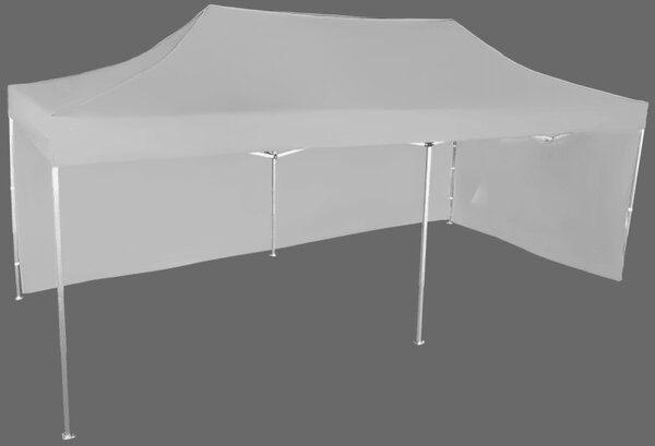 Rýchlorozkladací nožnicový stan 3x6m – hliníkový, 2 bočné plachty, Sivá / antracitová
