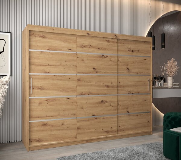 Šatníková skriňa ENNI - šírka 250 cm, dub artisan