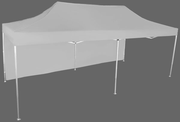 Rýchlorozkladací nožnicový stan 3x6m – hliníkový, 1 bočná plachta, Sivá / antracitová