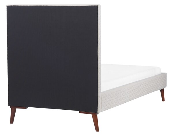 Posteľ krémová biela zamatová s rámom 90 x 200 cm s čelom jednolôžko moderný retro štýl