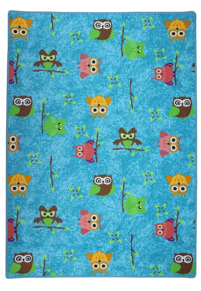Vopi, Detský kusový koberec Sovička Silk 5298 tyrkys, 80x120, modrá, detská izba