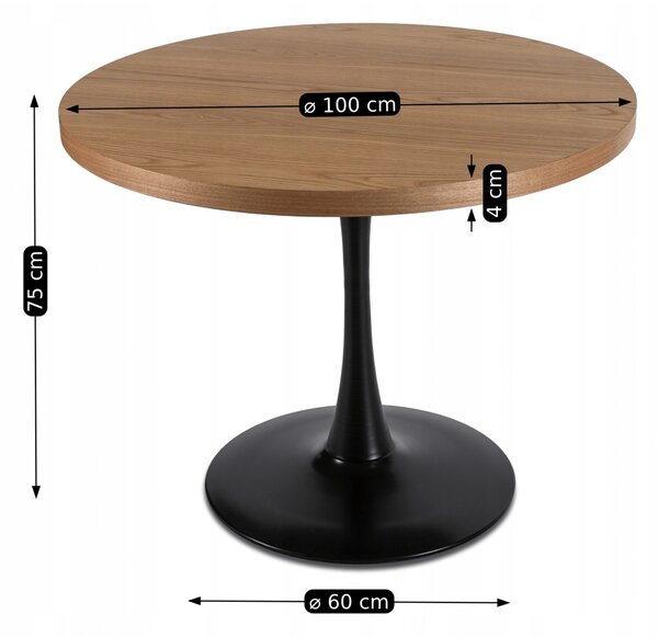 Okrúhly jedálenský stôl LINO 100 cm, dub zlatý / čierna