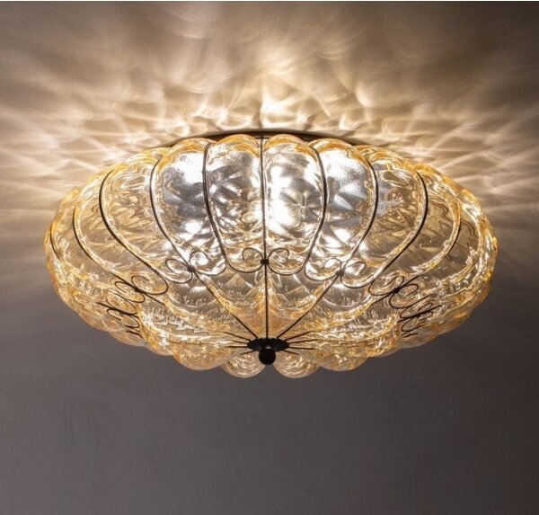 SIRU - Stropné svietidlo SOLE 3xE14/40W/230V pr. 31 cm béžová/chróm benátske sklo