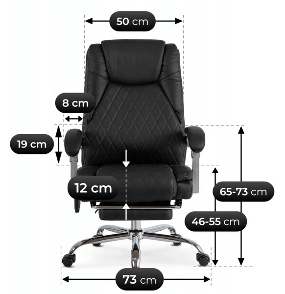 Masážne kancelárske kreslo GIORGIO, čierna ekokoža