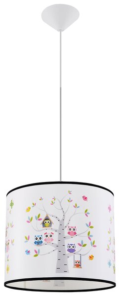 Detské závesné svietidlo Owls, 1x plastové tienidlo so vzorom, (fi 40cm)