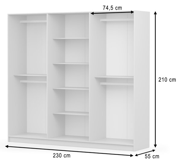 Šatníková skriňa Casmira 230x210x55 - kašmír / čierna