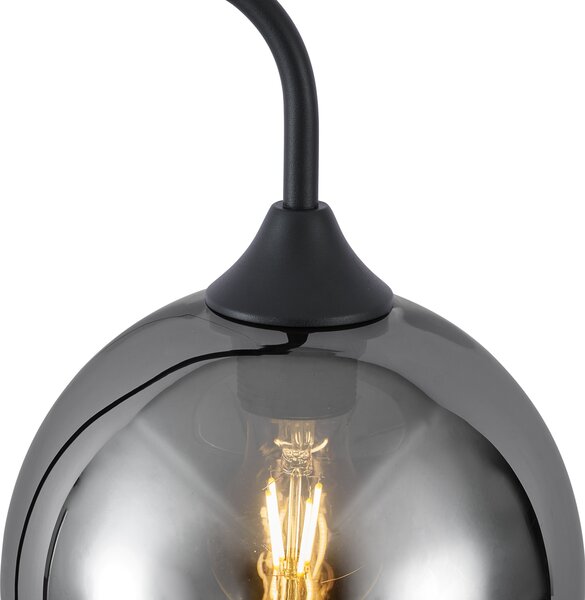 Art Deco stojacia lampa čierna s dymovým sklom - Sandra
