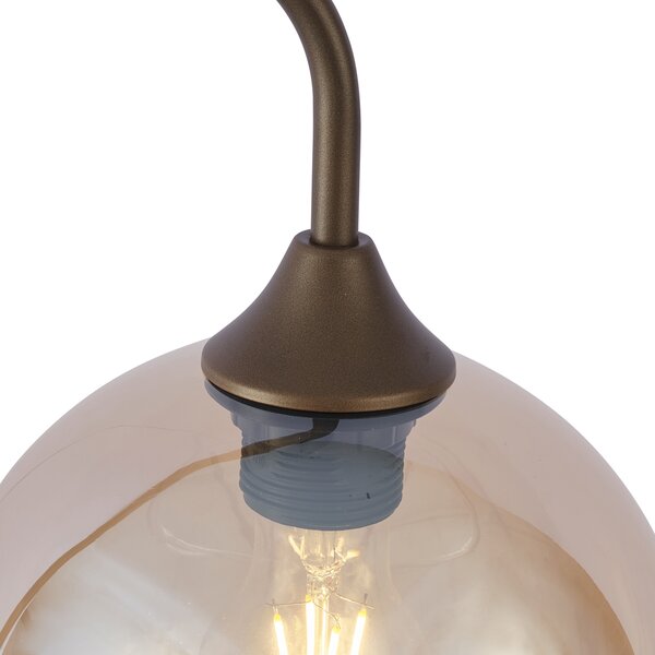Stojacia lampa Art Deco tmavý bronz s jantárovým sklom - Sandra