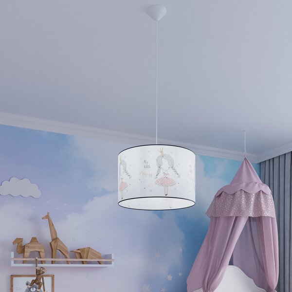 Detské závesné svietidlo Princess, 1x plastové tienidlo so vzorom, (fi 40cm)
