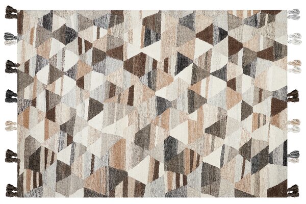 Kelímový koberec viacfarebný vlna a bavlna 160 x 230 cm ručne tkaný boho patchwork vzor so strapcami