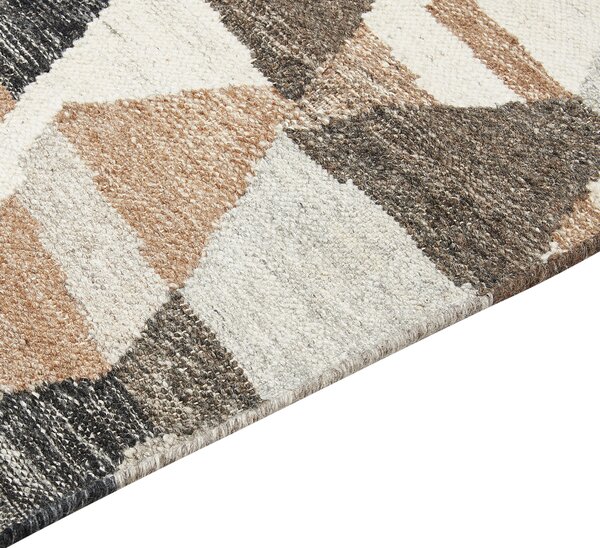 Kelímový koberec viacfarebný vlna a bavlna 80 x 150 cm ručne tkaný boho patchwork vzor so strapcami