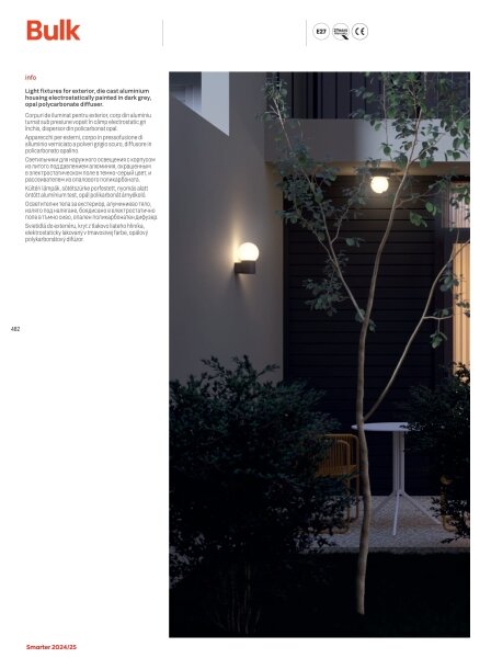 Redo 90642 - Vonkajšia lampa BULK 1xE27/28W/230V 50 cm IP44 antracit