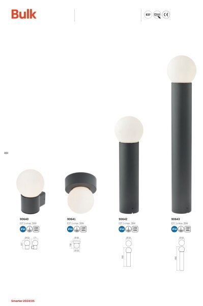 Redo 90642 - Vonkajšia lampa BULK 1xE27/28W/230V 50 cm IP44 antracit