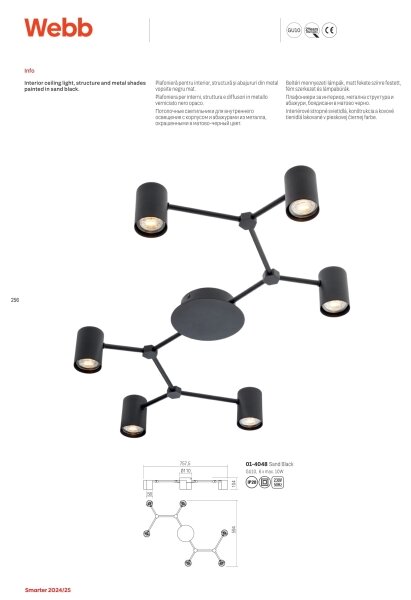 Redo 01-4048 - Bodové svietidlo WEBB 6xGU10/10W/230V čierna
