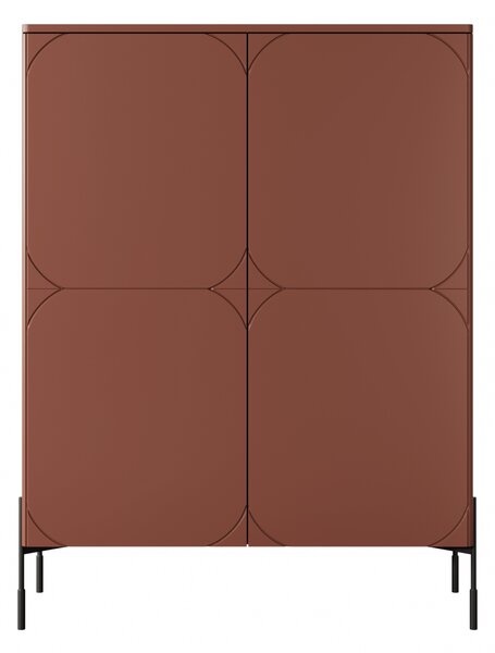 Vysoká komoda Sonatia 120 cm dvojdverová s dvoma skrytými zásuvkami - burgund