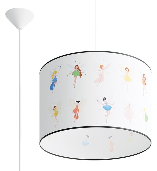 Detské závesné svietidlo Fairy, 1x plastové tienidlo so vzorom, (fi 40cm)