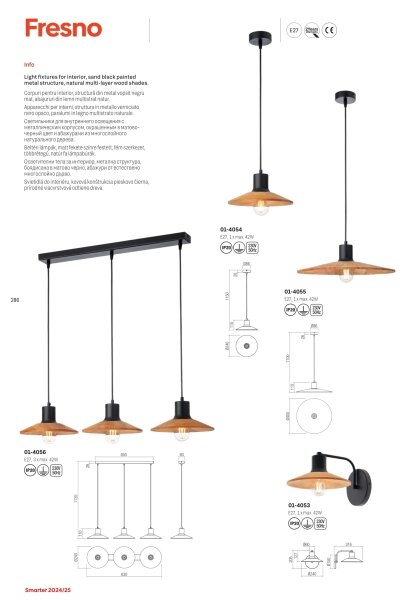 Redo 01-4056 - Luster na lanku FRESNO 3xE27/42W/230V