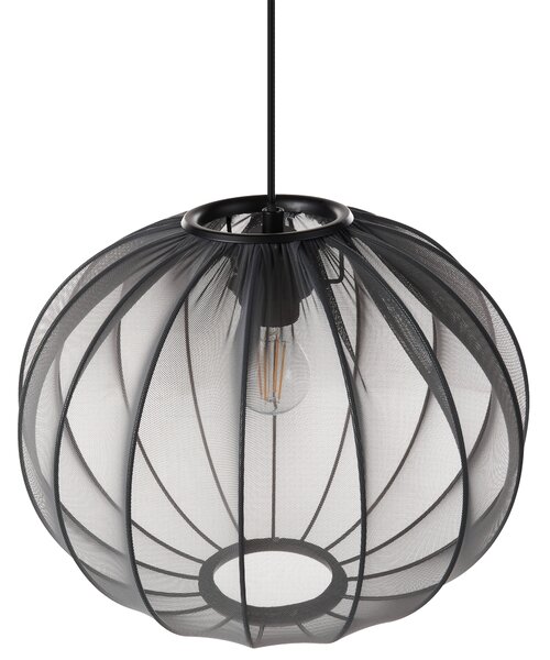 Závesná lampa čierna nylon látkové tienidlo osvetlenie moderný štýl obývacia izba