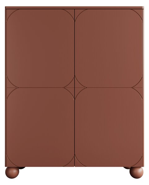 Vysoká komoda Sonatia II 120 cm s dvoma dverami a dvoma skrytými zásuvkami - burgund