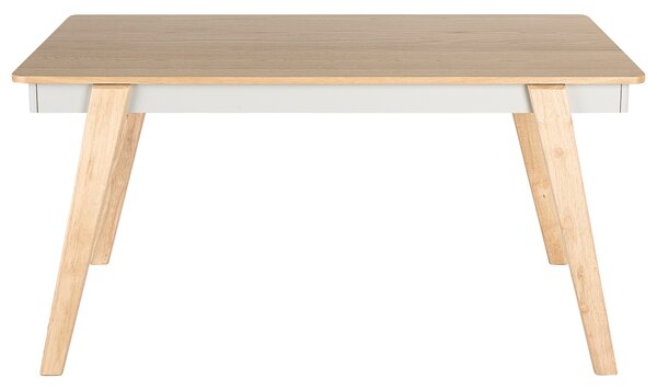Jedálenský stôl sivá svetlý dub kaučukové drevo 150 x 90 cm obdĺžnikový tvar pre 6 osôb škandinávsky tradičný štýl kuchyňa jedáleň
