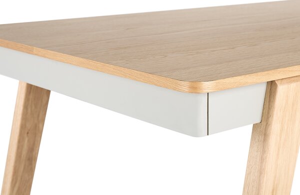 Jedálenský stôl sivá svetlý dub kaučukové drevo 150 x 90 cm obdĺžnikový tvar pre 6 osôb škandinávsky tradičný štýl kuchyňa jedáleň