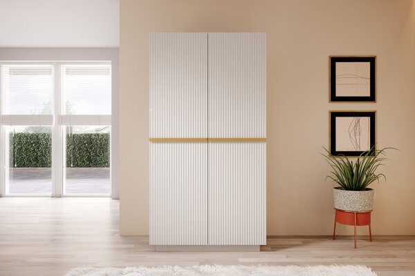 Skriňa Nicole 100 cm na sokli - biely mat / zlatá