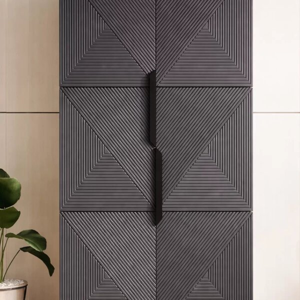 Skriňa Asha 100 cm - artisan / rivier stone mat / čierne úchytky