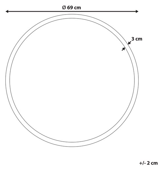 Okrúhle nástenné zrkadlo čierny rám sklo syntetický materiál ø 69 cm moderný štýl