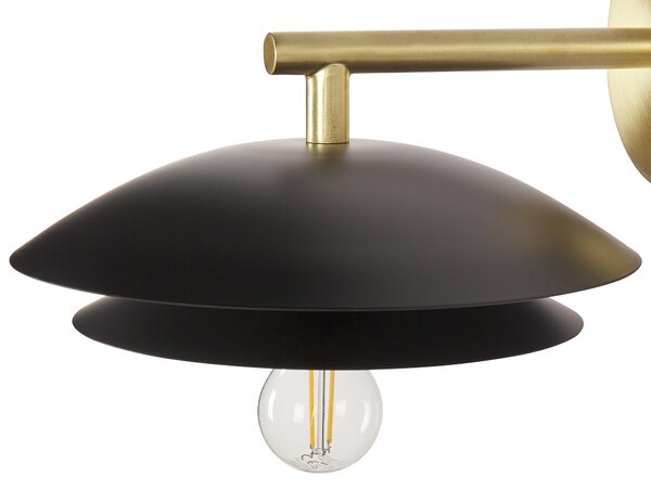 Nástenná lampa čierna zlatá kovová 22 x 29 x 14 cm kužeľovité tienidlo dekoratívne osvetlenie moderný glamour štýl