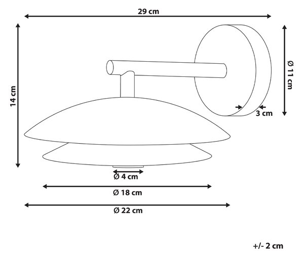 Nástenná lampa biela zlatá kovová 22 x 29 x 14 cm kužeľovité tienidlo dekoratívne osvetlenie moderný glamour štýl
