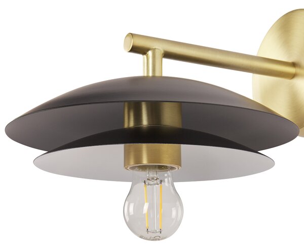 Nástenná lampa čierna zlatá kovová 22 x 29 x 14 cm kužeľovité tienidlo dekoratívne osvetlenie moderný glamour štýl