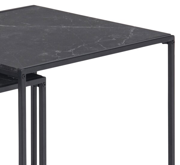 SADA ZASÚVACÍCH STOLÍKOV, čierna, kov, kompozitné drevo, 50/50/45 cm MID.YOU - Stolíky do obývačky