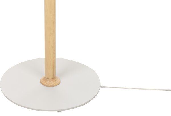 Stojaca lampa biela svetlé drevo 153 cm kovové tienidlo stojan z dubového dreva moderný škandinávsky štýl obývačka spálňa