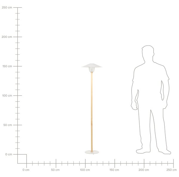 Stojaca lampa biela svetlé drevo 153 cm kovové tienidlo stojan z dubového dreva moderný škandinávsky štýl obývačka spálňa