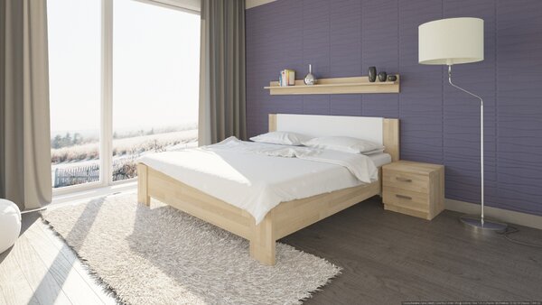 Texpol NIKOLETA - masívna dubová posteľ s čalúneným čelom 200 x 200 cm