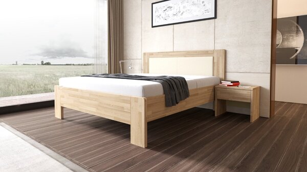 Texpol LÍVIA - masívna buková posteľ s čalúneným čelom 200 x 200 cm