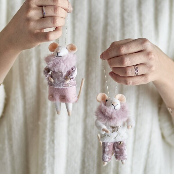Plstená vianočná ozdoba Peo Wool Rose Myšiak