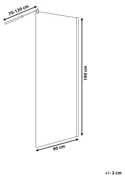 Sprchová zástena strieborná z tvrdeného skla 90 x 190 cm sklenený panel na sprchovací kút bez dverí kúpeľňa