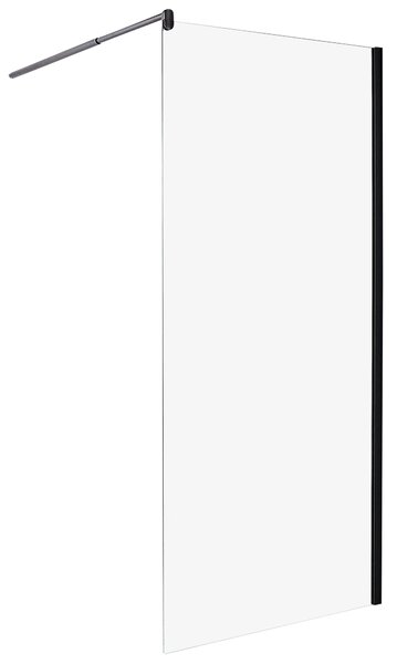 Sprchová zástena čierna z tvrdeného skla 90 x 190 cm sklenený panel na sprchovací kút bez dverí kúpeľňa
