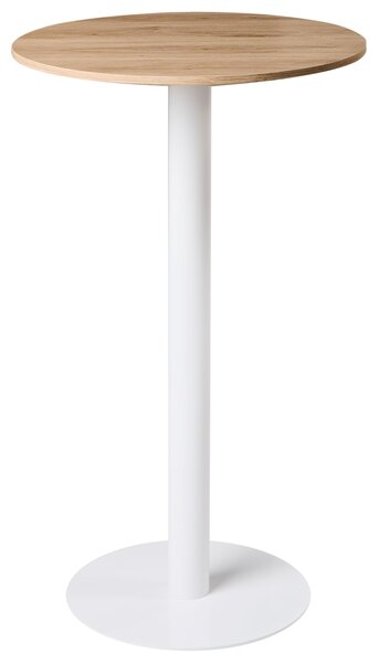 Záhradný bistro stolík svetlohnedá a biela okrúhly 60 x 60 cm vysoká kovová podnož rustikálny moderný
