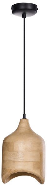 Závesná lampa svetlohnedá mangové drevo okrúhle tienidlo na strop moderný štýl kuchyňa jedáleň