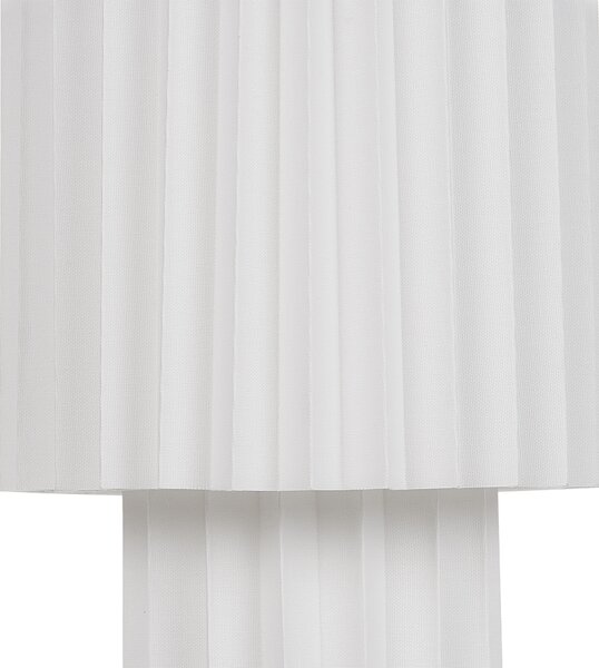 Stolná nočná lampa biela ľanový podstavec ľanové tienidlo 40 cm moderný štýl obývacia izba spálňa
